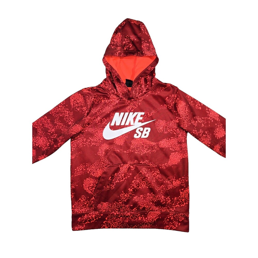 Nike SB Black Paint Splatter Pullover Logo Hoodie Boys Large 12/13 Multicolor